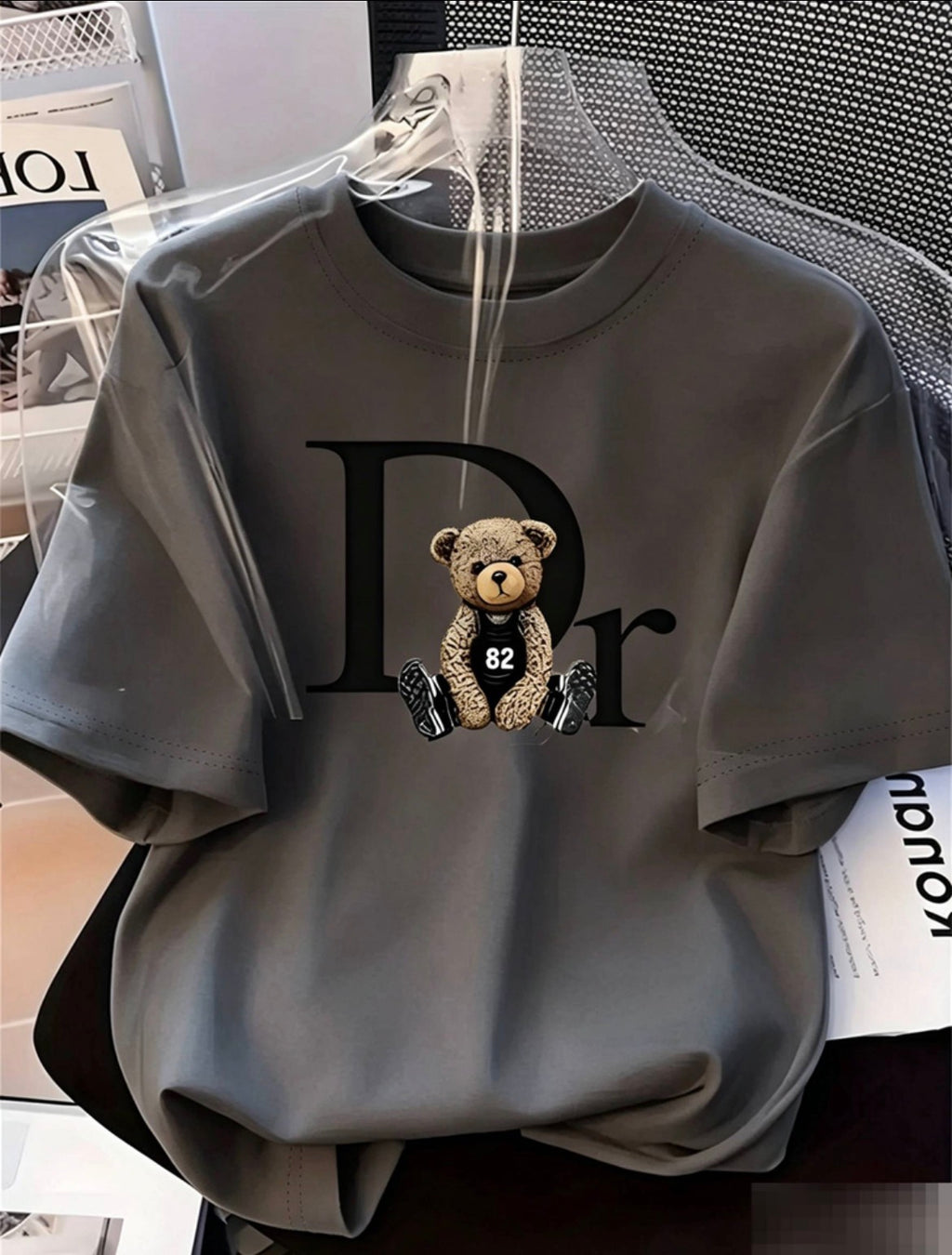 LELVANİ Women's Dr Bear Printed Crewneck T-Shirt