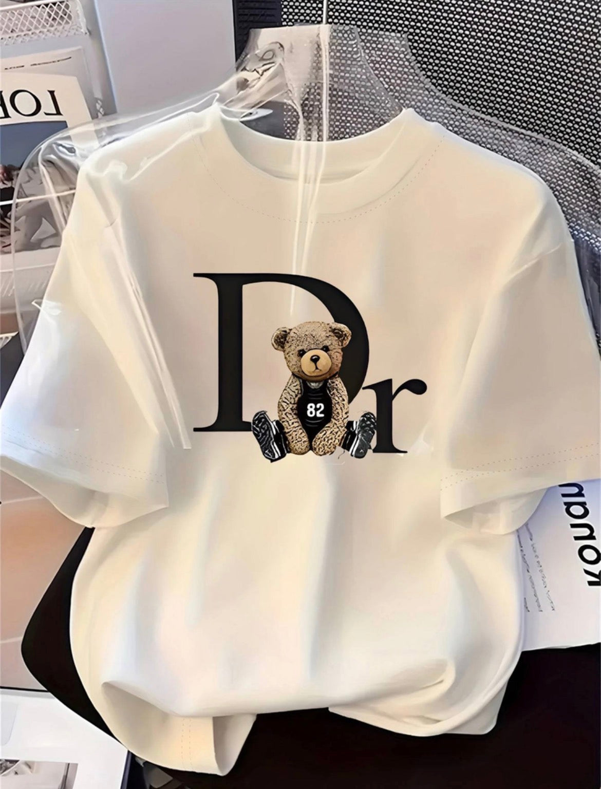 LELVANİ Women's Dr Bear Printed Crewneck T-Shirt