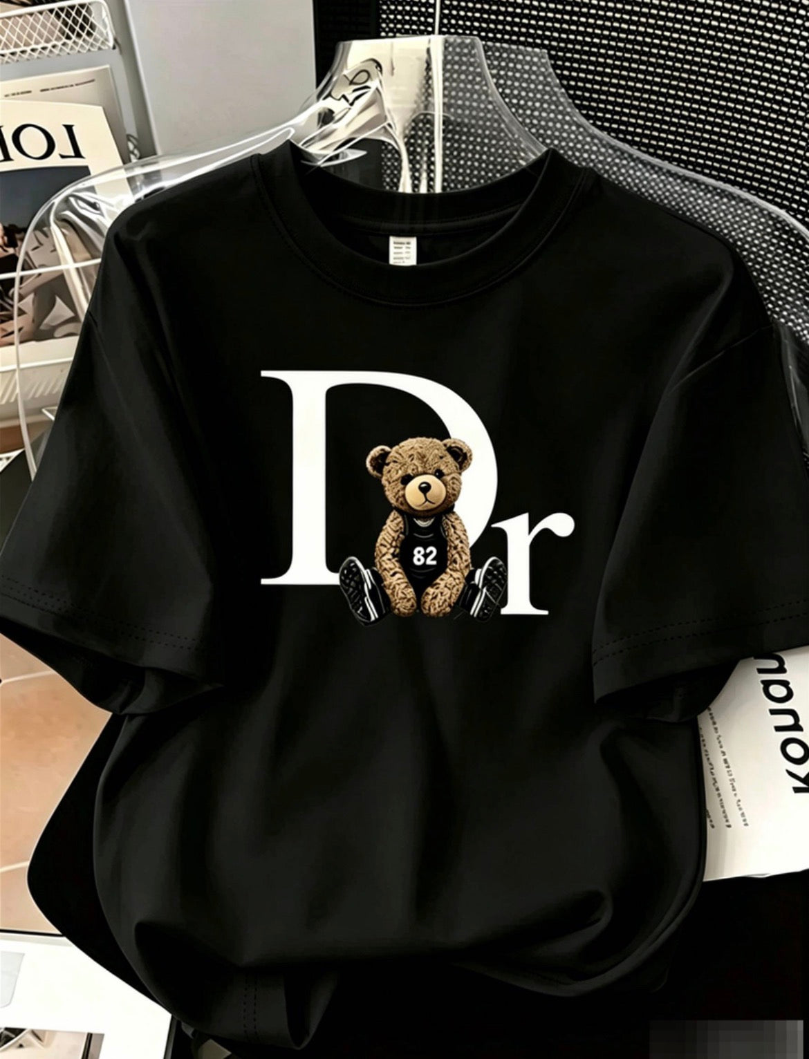 LELVANİ Women's Dr Bear Printed Crewneck T-Shirt